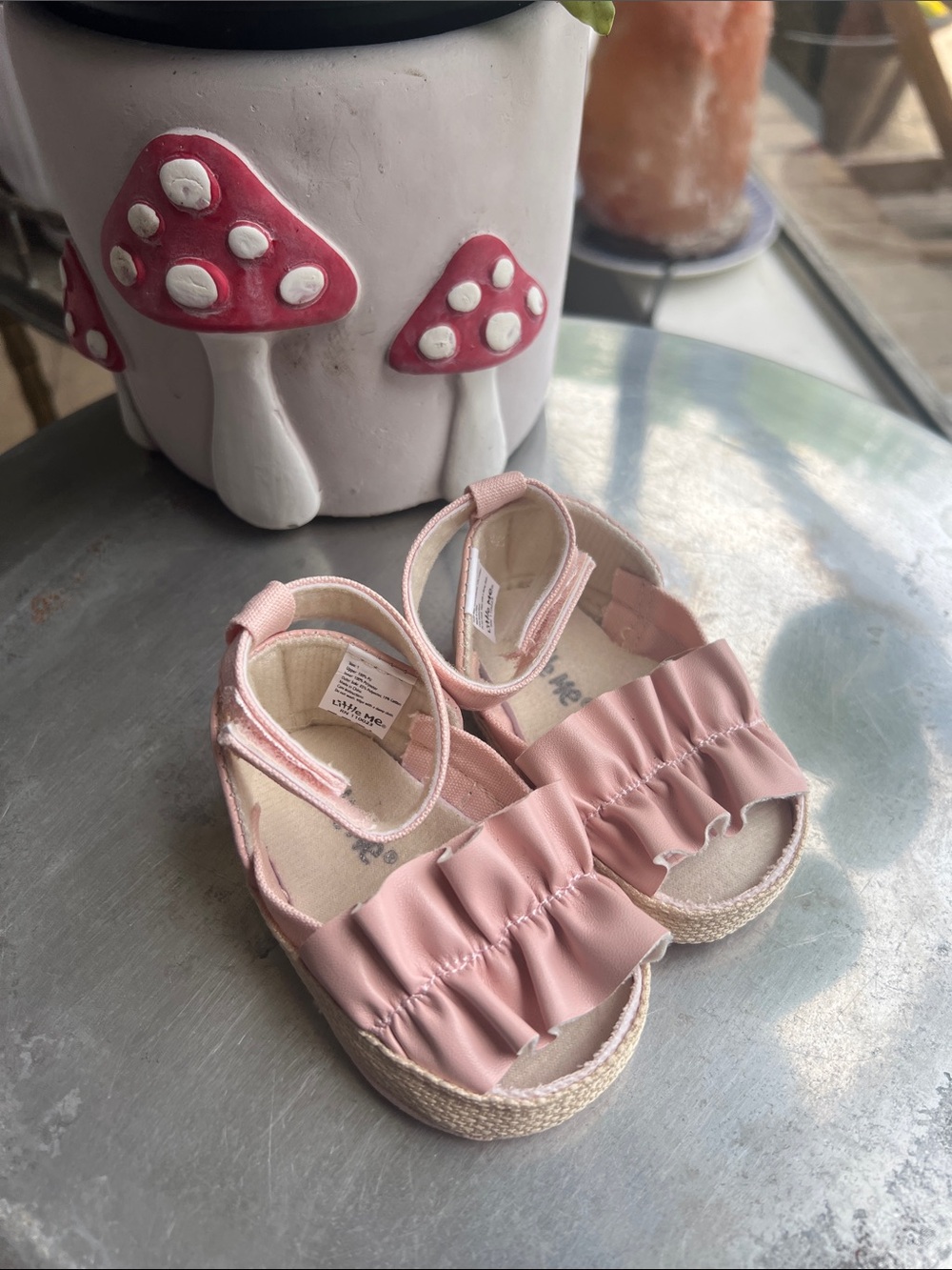 Little Me Blush Pink Ruffle Sandals for Kids
